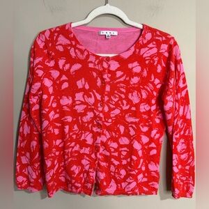 CAbi Red and Pink Floral Cardigan